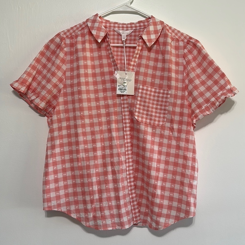 Lauren Conrad pink and white plaid shirt​​​​​​